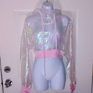 Club Exx Iridescent Pink Sheer Hoodie